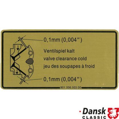 Sticker, adjustment valve clearence