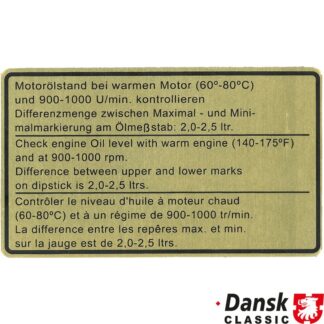 Sticker, engine oil level