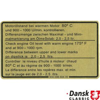Sticker, engine oil level