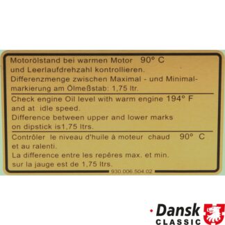 Sticker, engine oil level