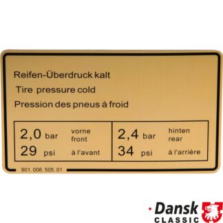 Sticker, tyre pressure