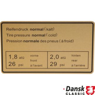 Sticker, tyre pressure