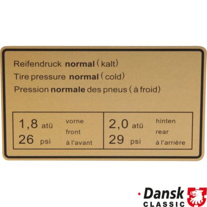 Sticker, tyre pressure