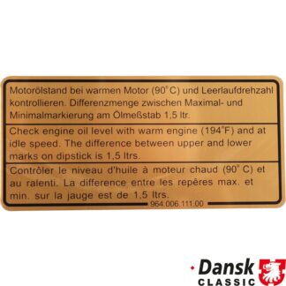 Sticker, engine oil level