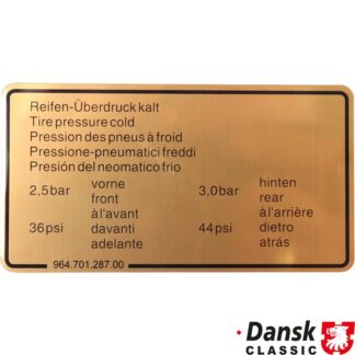 Sticker, tyre pressure