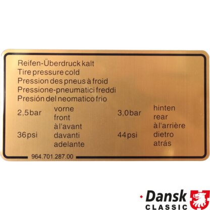 Sticker, tyre pressure