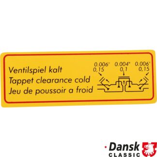Sticker, "Tappet clearence cold"