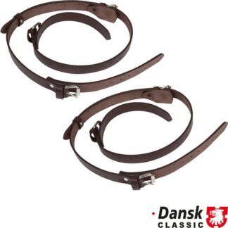 Leather strap set for luggage rack, brown, 2 pieces. Fits Leitz style luggage rack