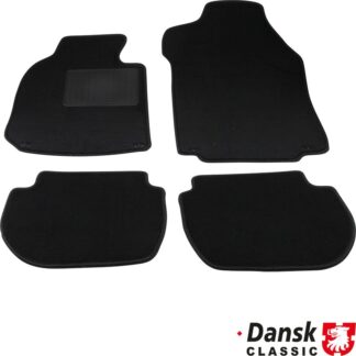 Floor mat set with clips, front/rear, black, 4 pieces