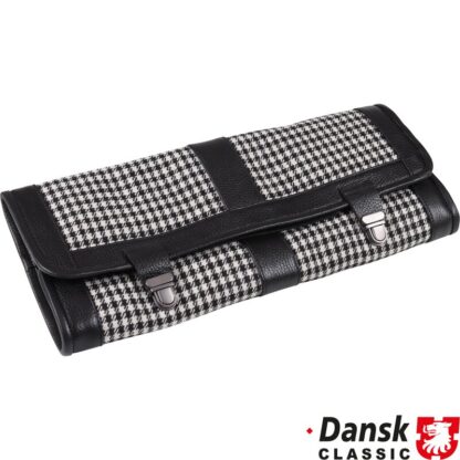 Tool pouch, black leather with white pepita pattern, without tools