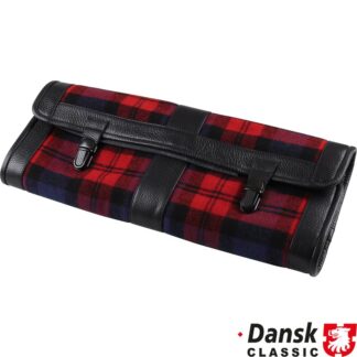 Tool pouch, black leather with red/blue scots pattern, without tools