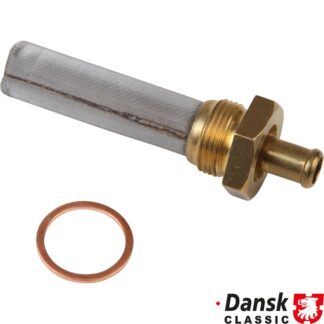 Fuel line fitting with screen, 22 mm thread and 10 mm fuel line nipple