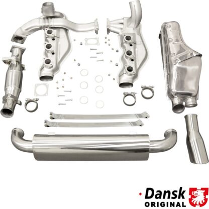 Exhaust set, with one Ø100 mm tail pipe. Made of stainless steel. With TÜV on exhaust but not on catalytic converter