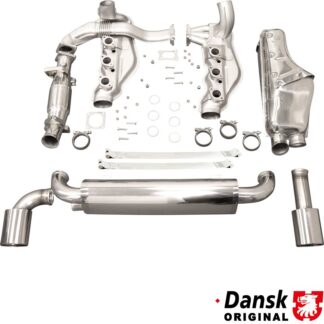 Exhaust set, with two 115x85 mm oval tail pipes. Made of stainless steel. With TÜV on exhaust but not on catalytic converter