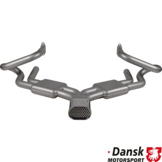 Manifold exhaust with boxes and oval tail pipe, Sport, Sebring style. With 8 mm flanges. Polished tail pipe. Made of glass bead blasted stainless steel