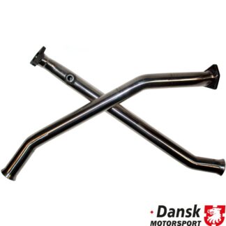 Cross pipe set without catalytic converter, Ø54 mm pipes, Bischoff. Made of brushed stainless steel