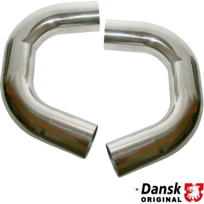 Connecting pipe set from exhaust to catalytic converter. Made of polished stainless steel