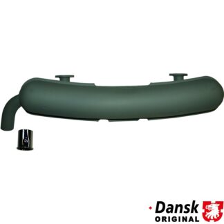 Exhaust rear, with one Ø60 mm tail pipe and chrome tip. Made of steel with grey heat resistant paint