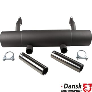 Exhaust rear, Sport, with two polished stainless steel tail pipes in Carrera style. Deep sporty sound. Tail pipes constructed to fit perfectly with Carrera rear lower panel, but will come out just under the car body on "non Carreras"