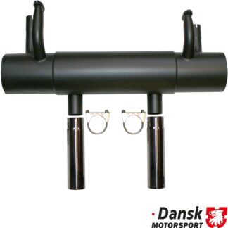 Exhaust rear, Sport, with two polished stainless steel tail pipes in Carrera style. Deep sporty sound