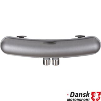 Exhaust rear, Sport, with two Ø76 mm center tail pipes. Made of steel with grey heat resistant paint, tail pipe of polished stainless steel
