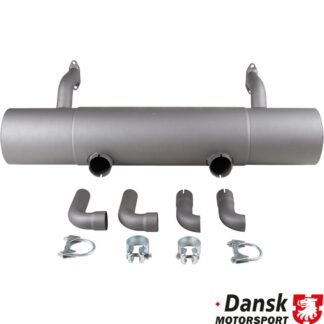 Exhaust rear, Sport, with two tail pipes for bumper. Made of steel with grey heat resistant paint