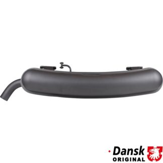 Exhaust rear, with one Ø57 mm tail pipe. Box made of 1.5 mm aluminized steel, tail pipe and inlet of stainless steel. All with grey heat resistant paint