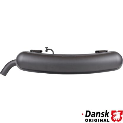 Exhaust rear, with one Ø57 mm tail pipe. Box made of 1.5 mm aluminized steel, tail pipe and inlet of stainless steel. All with grey heat resistant paint