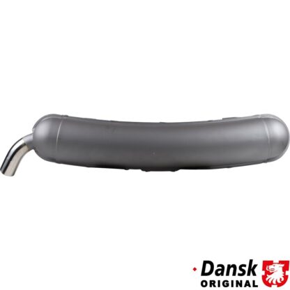 Exhaust rear, with one Ø57 mm tapered cut tail pipe. Made of steel with grey heat resistant paint, tail pipe of polished stainless steel