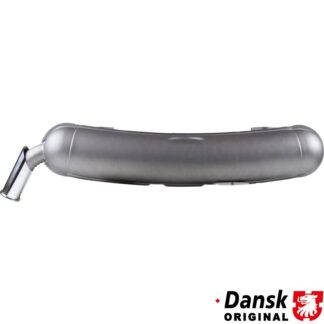 Exhaust rear, with one Ø57 mm wrinkled tail pipe and flat chrome roll tip. Made of steel with heat resistant grey paint
