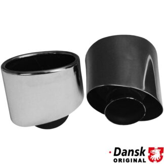 Tail pipe set, left/right. To be mounted on the original exhaust. Made of polished stainless steel