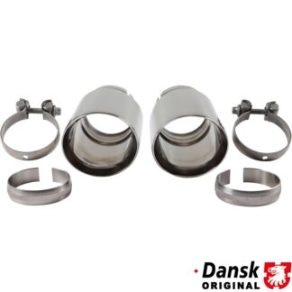 Tail pipe set, left/right. Made of polished stainless steel
