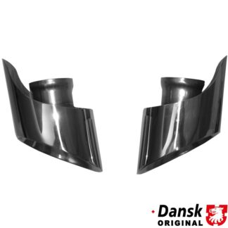Tail pipe set, left/right, angle cut to follow the bumper shape. Made of polished stainless steel