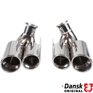 Tail pipe set, left/right, Turbo look. Made of polished stainless steel