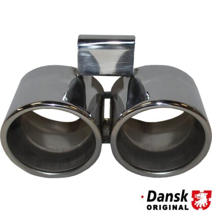 Tail pipe, Dual look, 2xØ80 mm. Made of polished stainless steel