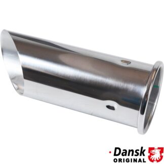 Exhaust tip. Fits Ø57 mm tail pipes. Made of chromed stainless steel