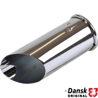 Exhaust tip. Fits Ø55 mm tail pipes. Made of chromed stainless steel