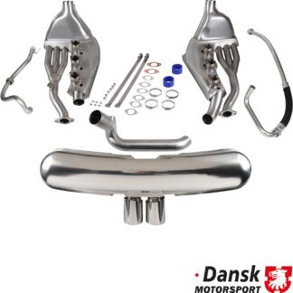 Exhaust set, Sport with two Ø90 mm center tail pipes "GT3" Style and Ø41 mm heat exchangers. With pipe set for 3.2L. OEM style with no modifications on engine tin needed. Made of stainless steel