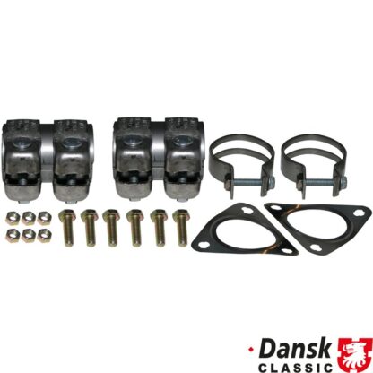 Mounting kit for dummy catalytic pipes. The kit includes clamps, gaskets, nuts and bolts