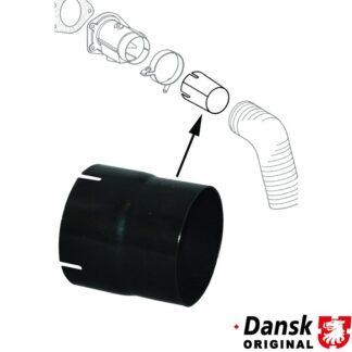 Connecting piece between heater control box and heater hose. Made of steel with black paint