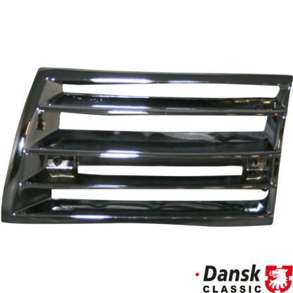Front grille, metal, chrome, left