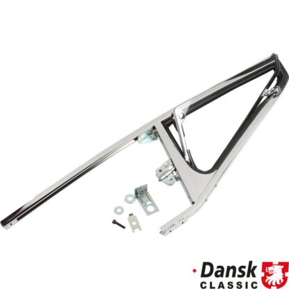 Door glass frame with vent window, chrome, right