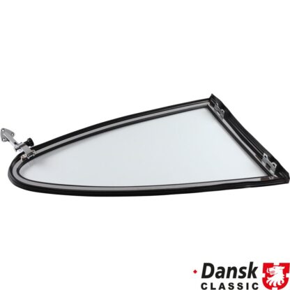 Rear quarter window set, with chrome frame, left