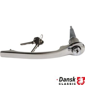 Door handle with lock cylinder and template keys, chrome, left