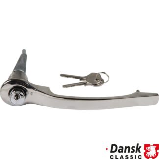 Door handle with lock cylinder and template keys, chrome, right