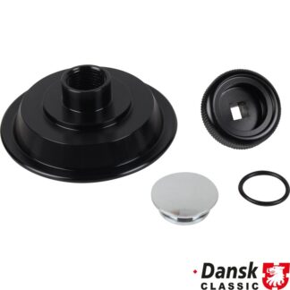 Door knob set, one side, alu, black anodized with chrome cap