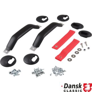 RS door pull handle set with red straps and black handles. Modification on interior door panels needed