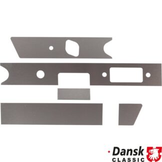 Dashboard trim set with ashtray 100x30 mm, 5 pieces, 0.5 mm aluminium, polished, LHD