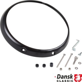 Headlight rim, 3 holes, black. With mounting parts