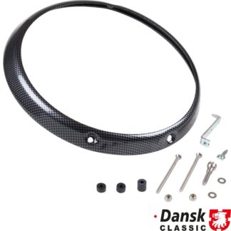 Headlight rim, 3 holes, carbon look, With mounting parts